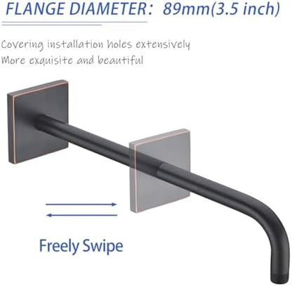 16 Inch Oil rubbed bronze Finish Shower Arm, Extra Extension Arm with Flange, Stainless Steel Wall-Mounted Showerhead Extender Pipe,SW-91018-16BN-SQ.