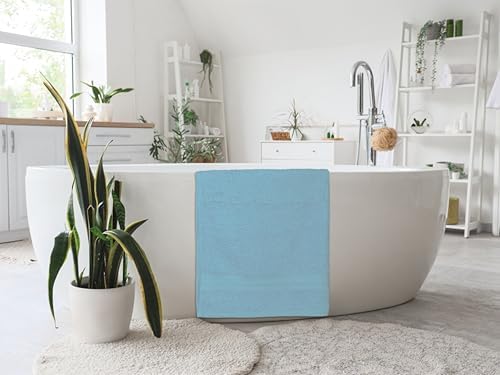 Bath Towels Pack of 6 – 24" x 48" – 100% Cotton Terry, Soft, Quick-Dry & Highly Absorbent – Aqua Blue Towels for Bathroom, Spa, Gym, Hotel, Pool & Everyday Use