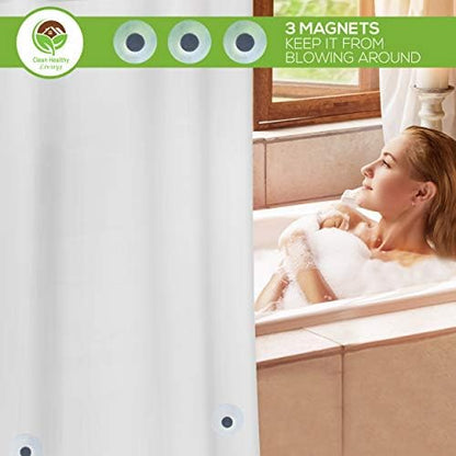 Clean Healthy Living Heavy-Duty PEVA Shower Liner, White, 70 x 72 in