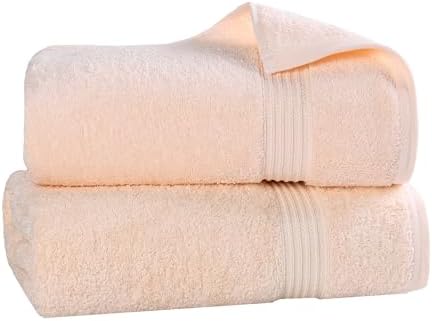 Superior Egyptian Cotton 2-Piece Bath Sheet Towel Set, Oversized Body Towels For Adults And Kids, Large Towel For Bath, Shower, Guest Bathroom, Spa, Gym, Resort, Essentials, Airbnb, Peach