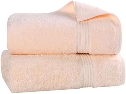 Superior Egyptian Cotton 2-Piece Bath Sheet Towel Set, Oversized Body Towels For Adults And Kids, Large Towel For Bath, Shower, Guest Bathroom, Spa, Gym, Resort, Essentials, Airbnb, Peach