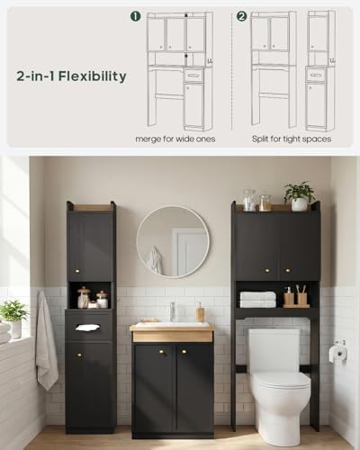 7-Tier Over Toilet Storage Cabinet, 2-in-1, Separable Bathroom Storage