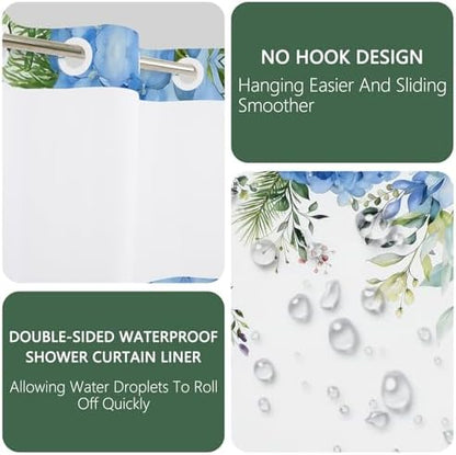 No Hook Shower Curtain with Snap in Liner, 71 x 74 Inch