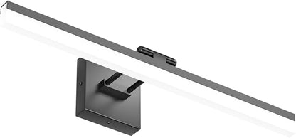 Ralbay 24" LED Modern Black Vanity Light 14W Adjustable Matte Black Bathroom Vanity Light Modern LED Bathroom Vanity Light Fixtures Over Mirror (6000K Cool White Light)