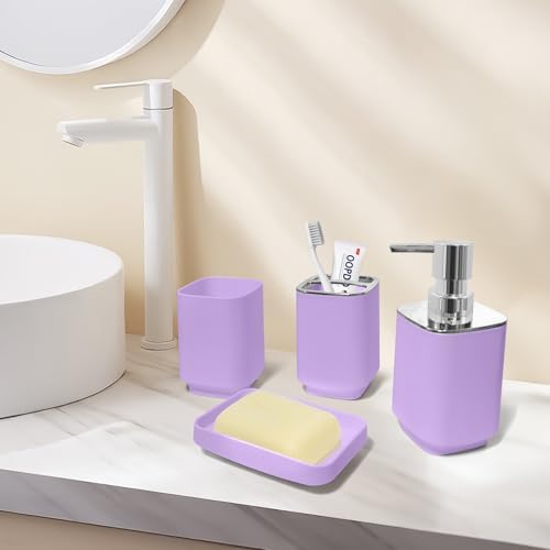 4 Piece Bathroom Accessory Sets, Light Purple Bathroom Accessories Sets