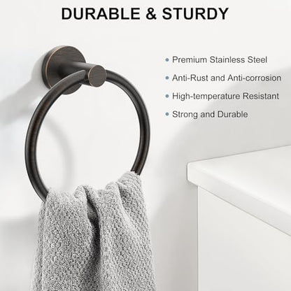 SetSail Towel Holder for Bathroom Wall Oil Rubbed Bronze Towel Ring,4 Packs