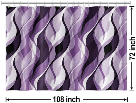 Purple Striped Shower Curtain Extra Wide 108x72 inch 18 Hooks