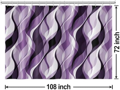 Purple Striped Shower Curtain Extra Wide 108x72 inch 18 Hooks