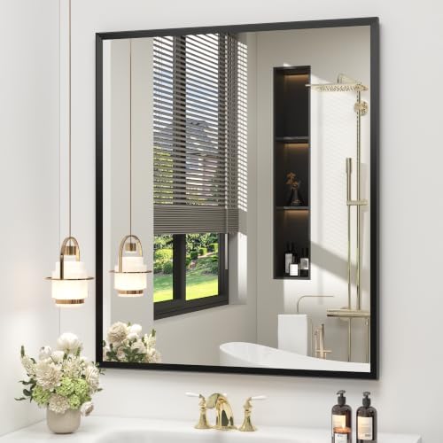 Black Framed Bathroom Mirror for Over Sink 36x30