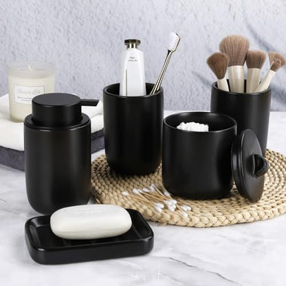 BosilunLife Black Ceramic Bathroom Accessories Set of 4