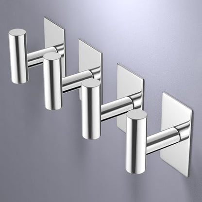 VAEHOLD Wall Towel Hooks, Heavy Duty Sticky Holder Waterproof Towel Hooks for Hanging Coat, Clothes, Closet Hook Wall Mount for Kitchen (Chrome, 6 Pack)