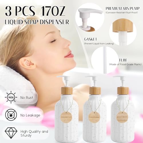 34PCS Bathroom Accessories Set with Shower Curtain,Rugs,Bath Towel,Trash Can,3PCS Lotion Soap Dispenser, Toothbrush Holder, Soap Dish,Tumbler Cup,6PCS Wood Tags Bath Accessories with Tray for Bathroom