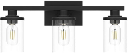 3 Light Black Bathroom Vanity Light Fixtures with Clear Glass Shade, Modern Wall Sconces Lighting for Bathroom Over Mirror