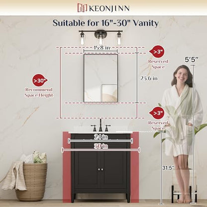 Keonjinn 16x24 Inch Nickel Bathroom Mirror for Over Sink, Rectangular
