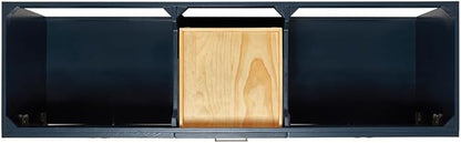 DKB Bradford 72 Inch Bathroom Vanity Double Sink — Midnight Blue Bathroom Vanity with Sink, 1.5" Edge Pure White Quartz Countertop & Backsplash, 4 Soft-Close Doors, and 3 Dovetail Drawers