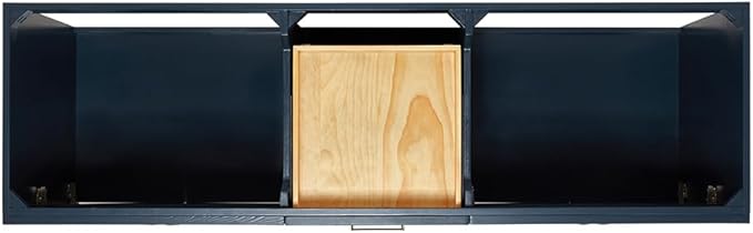 DKB Bradford 72 Inch Bathroom Vanity Double Sink — Midnight Blue Bathroom Vanity with Sink, 1.5" Edge Italian Carrara Marble Countertop & Backsplash, 4 Soft-Close Doors, and 3 Dovetail Drawers