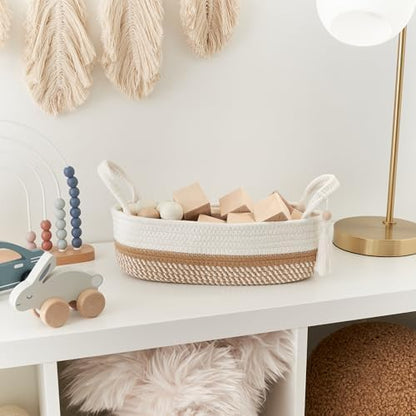 Decorative Toilet Paper Basket - Boho Cotton Rope Bin with Tassel