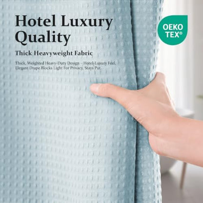 Dynamene Stall Waffle Shower Curtain 256 GSM Heavy Fabric 54x72 Fog Blue
