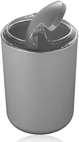 Bathroom Accessories Set 6 Piece - Trash Can, Toothbrush Holder, Toothbrush Cup, Soap Dispenser, Soap Dish, Toilet Brush Holder - Modern Bathroom Decor Set (Grey)
