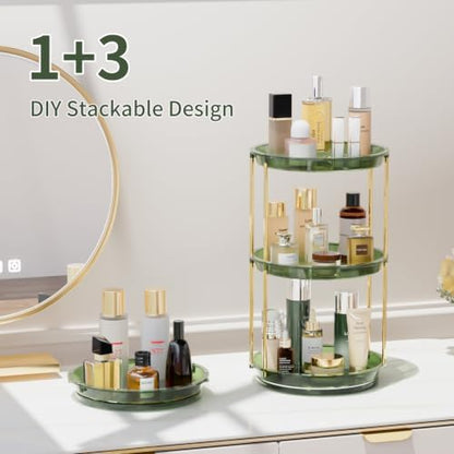 Rotating Makeup Organizer, Perfume Skincare Holder, 2 Tier 9 Inch, Green