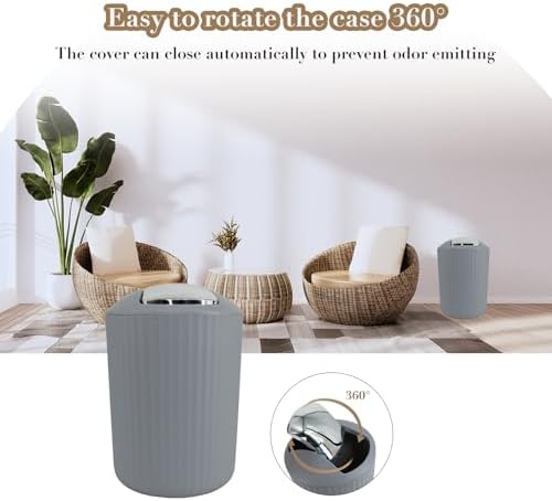 Grey Bathroom Accessories Set, 10Pcs Bathroom Accessory Sets Complete with Trash Can, Shower Curtain, Vanity Tray, Soap Dispenser, Soap Dish, Toothbrush Holder&Cup, Toilet Brush&Holder, Qtip Holder