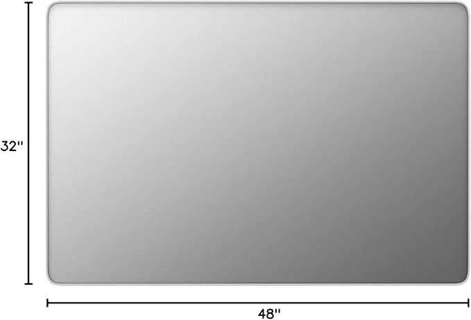 48x32 Inch Brushed Nickel Bathroom Mirror, Brushed Silver Metal Framed Wall Mirror, Rounded Corner Rectangle Modern Vanity Mirror, Tempered Glass, Anti-Rust, Shatterproof (Horizontal/Vertical)