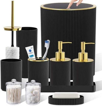 Black Gold Bathroom Accessories Set, 10PC Bathroom Set