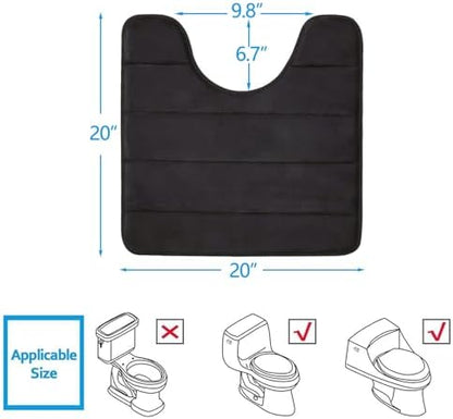 Buganda Memory Foam U-Shaped Toilet Rugs 20 x 20, Absorbent Bathroom mat