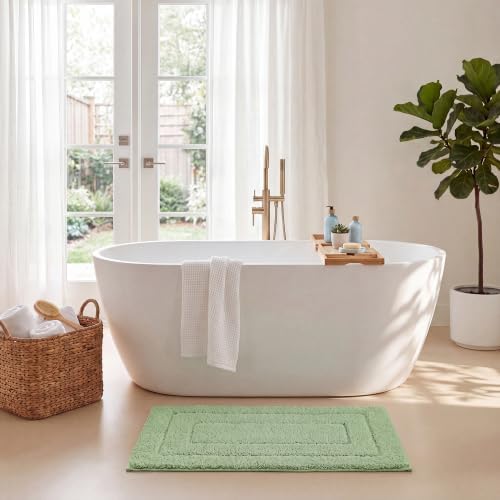 GRANNY SAYS Sage Green Bathroom Rug 20" x 32", Non-Slip Bath Mat