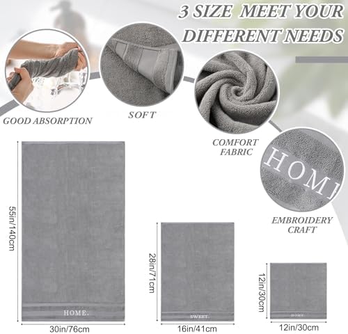 Hahafelt Decorative Bathroom Towel Set,Grey,Home Sweet Home