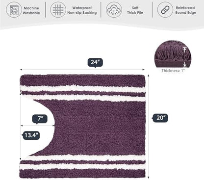 PURRUGS Bathroom Rug, Bath Mat, 20" x 24" U-Shaped, Purple