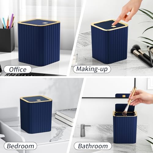 Bathroom Accessory Set - Bathroom Set, 12PC Bathroom Accessories Set, Navy Blue Bathroom Accessories Set, Mini Trash Can, Toilet Brush, Trash Can & Soap Dispenser