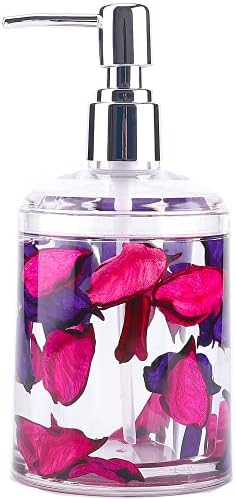 Locco Decor 5 Piece Acrylic Liquid 4D Floating Motion Bathroom Vanity Accessory Set Garden Theme Leaf Toothbrush Holder, Tumbler, Soap Dispenser, Soap Dish, Toiletbrush Holder Set