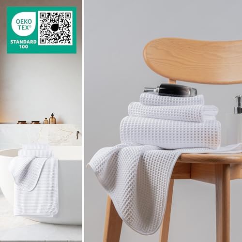 MICROFI Microfiber Waffle Bath Towels, 3 Pieces, Oversized, Soft, Absorbent, Fast Drying, Lint Free, Includes Bath, Face and Hand Towels 430 GSM