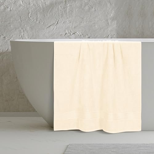 Belizzi Home Cotton 2 Pack Oversized Bath Sheet 35x70, Large Bath Sheet, Ultra Soft, Absorbent, Compact, Eco-Friendly, Recyclable, Quick Drying and Lightweight Towel - Ivory