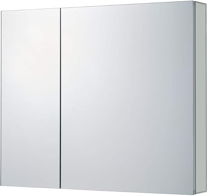 Bathroom Medicine Cabinet, Aluminum, Recessed/Surface Mount, 36" x 30", Right/Left Hinged, Mirrored Interior