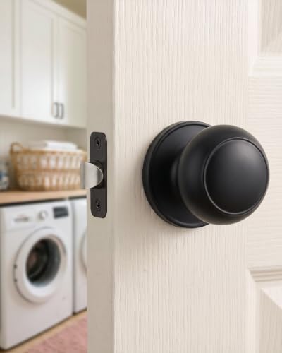 Haidms 6 Pack Matte Black Passage Door Knobs, Black Closet Door Knobs,Passage Doorknobs Interior for Closet or Hall, Hallways