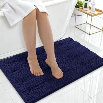 Smiry Thick Chenille Bathroom Rugs 36x24, Soft Bath Mat, Twilight Sapphire