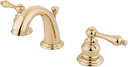 Kingston Brass KB912AL Victorian Mini Widespread Lavatory Faucet with Brass Pop-Up, Polished Brass,4-Inch Adjustable Center