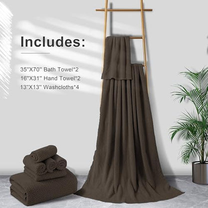 Smuge Extra Large Bath Towel Sheet Set 35x70 Inches - Oversized Bath Towels Set,Large Microfiber - Quick Dry,Lightweight,Super Soft,Highly Absorbent Towel Set for Bathroom,Pack of 4(Seal Brown)
