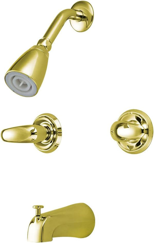 Kingston Brass KB242LL Legacy Tub and Shower Faucet, Polished Brass 5-Inch Spout Reach