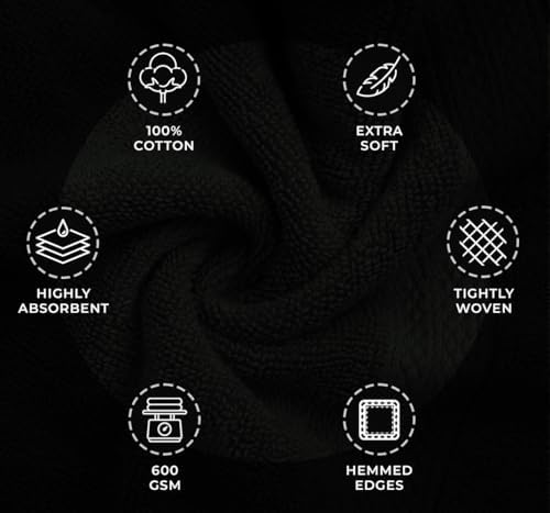 Avalon Towels Black Bath Towels, Black Towel Set, 8pc
