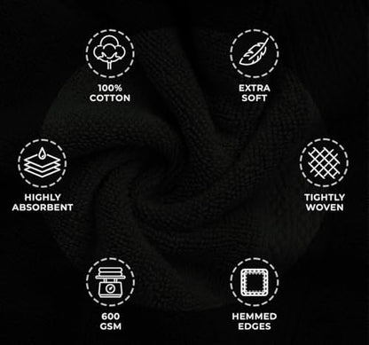 Avalon Towels Black Bath Towels, Black Towel Set, 8pc