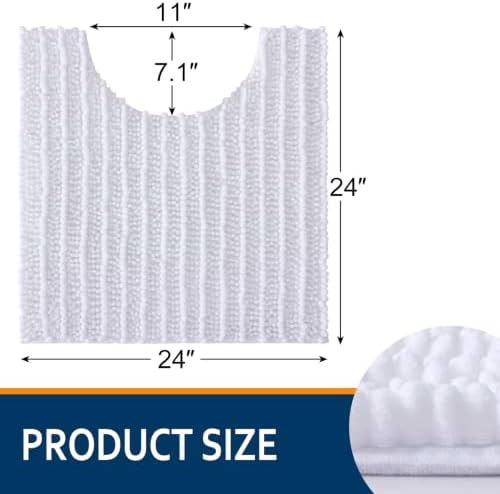 Smiry Bathroom Toilet Rugs U Shaped 24x24, Chenille Bath mats for Toilet