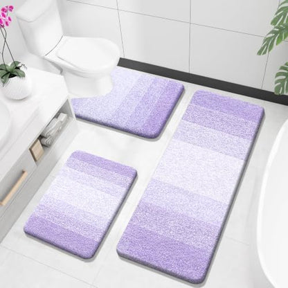 OLANLY Microfiber Bathroom Rugs Sets 3 Piece, 47"x20"+24"x16"+24"x20"
