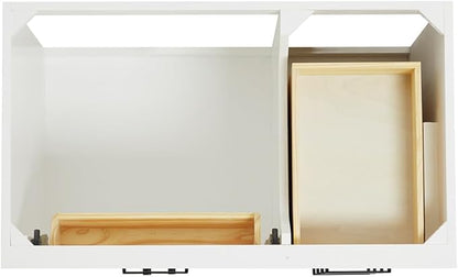 ARIEL Hepburn 36-inch Bathroom Vanity Base Cabinet,Solid Wood, 2 Soft Closing Doors, 5 Dovetail Drawers, White