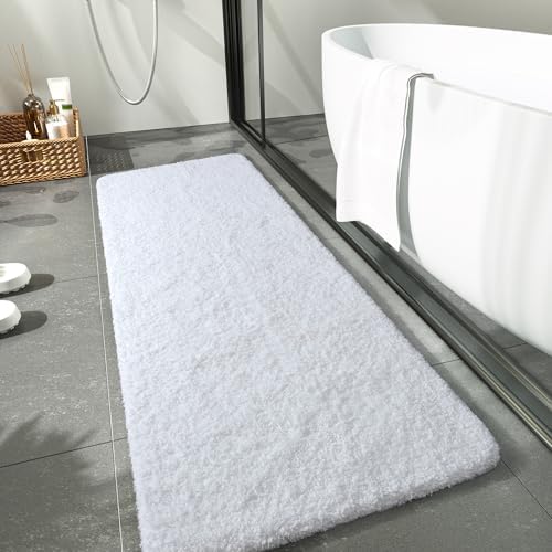 LOCHAS Bathroom Rug Runner 24x54 Inch, Bath Rugs Non Slip, White