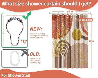 Burnt Orange Stall Shower Curtain, 48X72 in Narrow Small, Mid Century