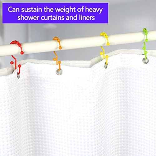 Shower Curtain Hooks,304 Stainless Steel Shower Rings for Bathroom,Double Glide Shower Hooks for Bathroom Shower Curtain Rods Curtains,Set of 12 Hooks,Rainbow Color（Style A ）