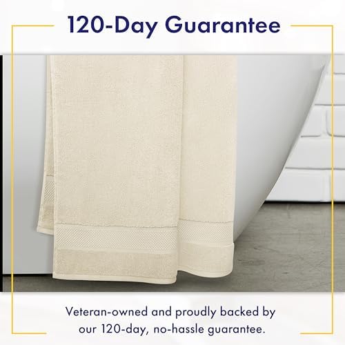 Alusa Home 100% Organic Luxury Bath Sheets - GOTS Certified - Extra Large 35x70 Inches (Pack of 2) Zero-Twist, Long-Staple Cotton Bath Sheet Set (Papyrus)
